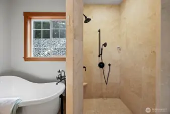 Separate walk-in shower primary bathroom