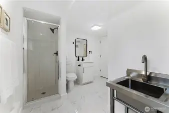 3/4 bath lower level with utility sink