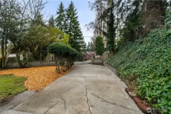 Backyard gated access to RV parking
