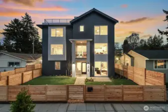 Fully fenced front yard.