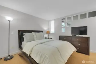 Spacious bedroom with a walk-in closet—because storage matters!