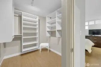 Spacious bedroom with a walk-in closet—because storage matters!
