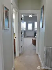 Upstairs Hall leading to the Main Bedroom and Bathroom.