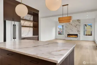 view from kitchen into living room