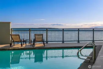 Heated community pool overlooking the Sound to make most of Seattle summers!