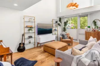 Living room with 17' ceiling