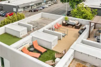 Overhead view of the rooftop deck