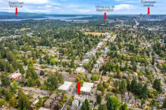 Aerial view with points of interest south