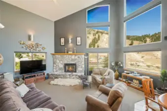 View of the entire valley  Gas fireplace