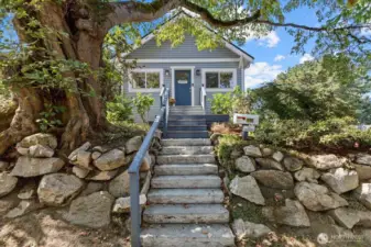 Surrounded by amazing trees and landscaping this house looks "average size", but come on in.....