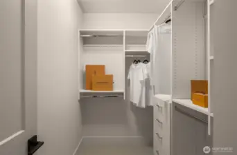 Primary walk-in closet with built-ins.