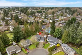 Tucked at the end of  quiet cul-de-sac