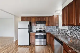 upgraded kitchen with ample counter space