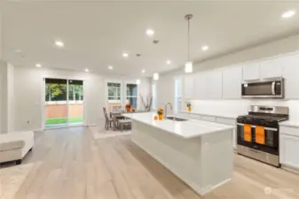 Kitchen with NEW upgraded Pendant Lighting.