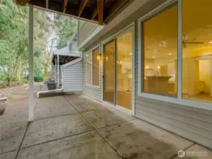 Covered patio looking into the home facing SW