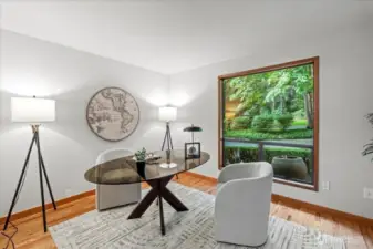 This main floor office/den is a quiet retreat for work or for play