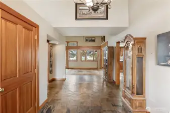 Two large entry closets and slate flooring.