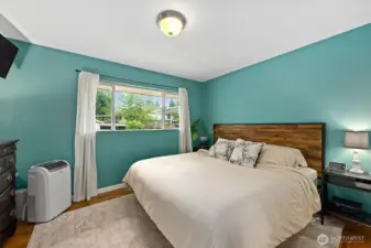 The primary bedroom is large enough for a King sized bed.