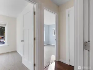 hall to the main bathroom and 2 bedrooms.