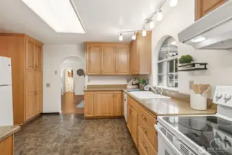 Abundant cabinetry and counter space make cooking and storage a breeze.