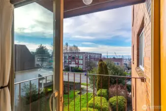 Private balcony with water, Olympic Mtn & beautiful sunset views.