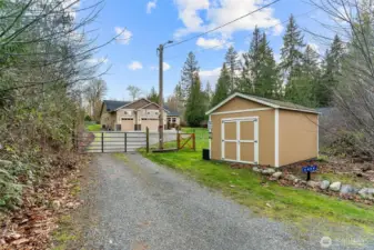 Shed for extra storage in front of the home