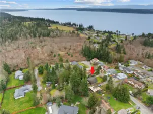 This gives you a great view of the location of the house & the road that is a U shape to access back of the lot.  It's basically a dead end street with an easement to access the back of lot. Seller paid to have septic design revised & reserve moved so this back portion of property could be used.