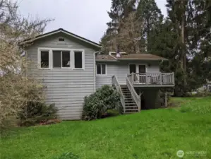In the back yard looking towards the home