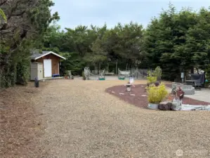 Space for 2 RVs with hookups for both.