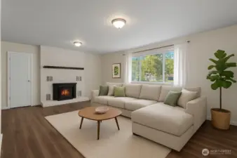Virtually staged downstairs living room
