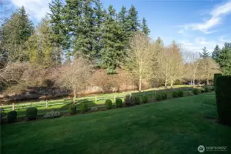 The back of this home is very private.