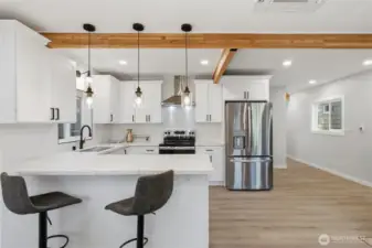 kitchen across from eating area