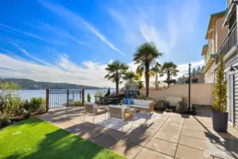 Patio, outdoor shower and dock
