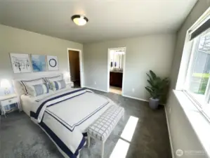 Photo is of virtually staged Primary Bedroom