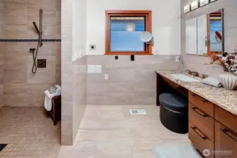 upstairs large shower with luxury finishes