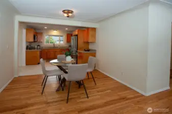 Great open layout from living room to dining to kitchen!