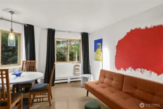 Window View of the  Living and dining areas