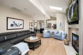 The (sky)LIGHT-filled family room. Looking towards the kitchen