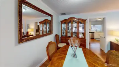 Looking from dining area into the kitchen, let's head in.
