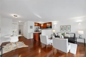 Beautiful open concept condo with beautiful natural lighting.