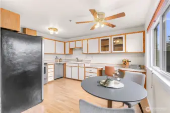Spacious kitchen open to living room