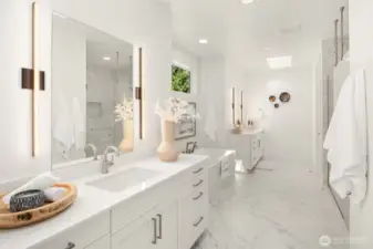 Spa-Inspired Bath w/Dual Vanities & Dual Shower Heads