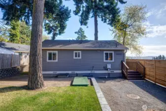 Carefree low maintenance landscaping. Chore list here is short-Go Play!