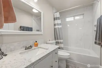 Beautiful guest bath with deep soaking tub