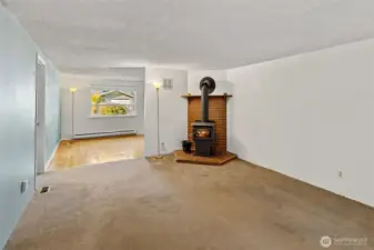 Cozy Family Room with wood burning stove