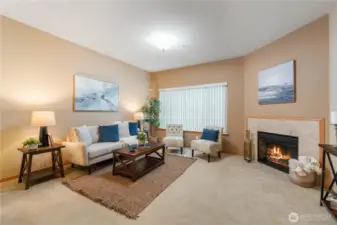 Open plan - living room w/electric fireplace