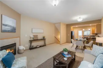Living room open to dining area and kitchen