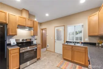 Kitchen with new stove