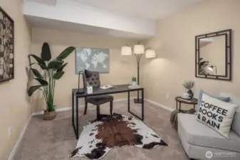 Dedicated home office off the recreation room.