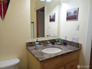 Powder room sink with granite counter